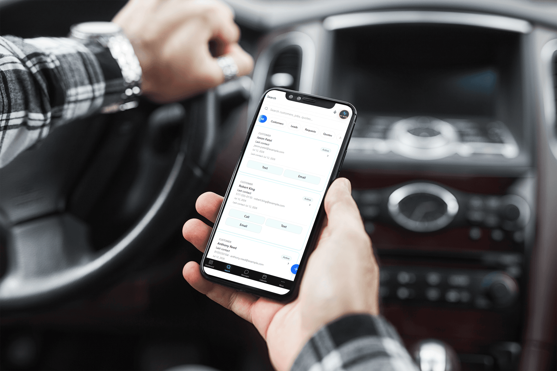 Customer messaging connected to the job in Job Pulse