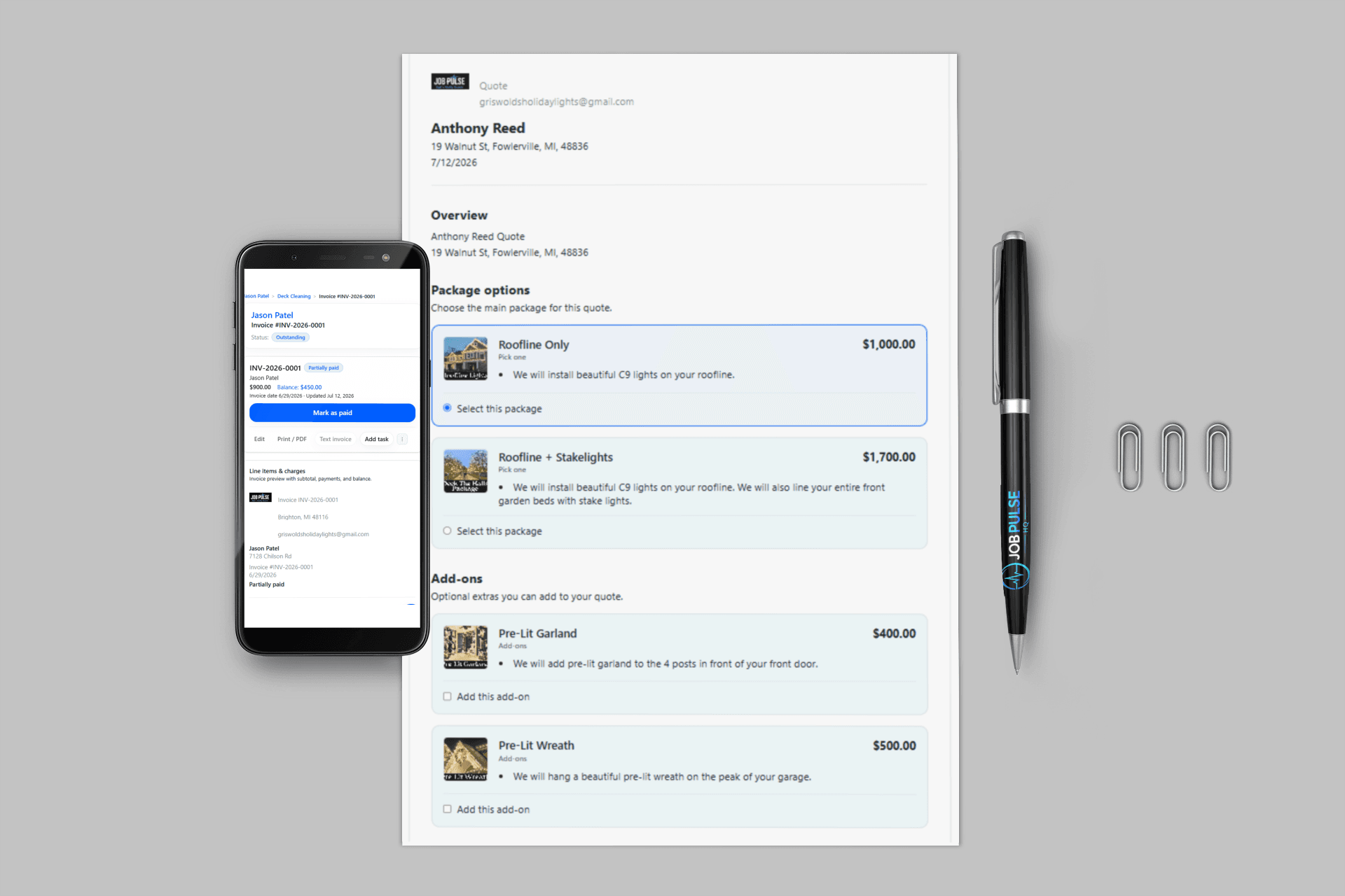 Job Pulse invoices created from completed work